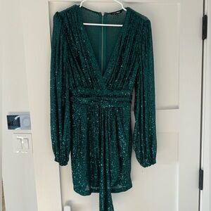 Green Fashion Nova Sequin Mini Dress